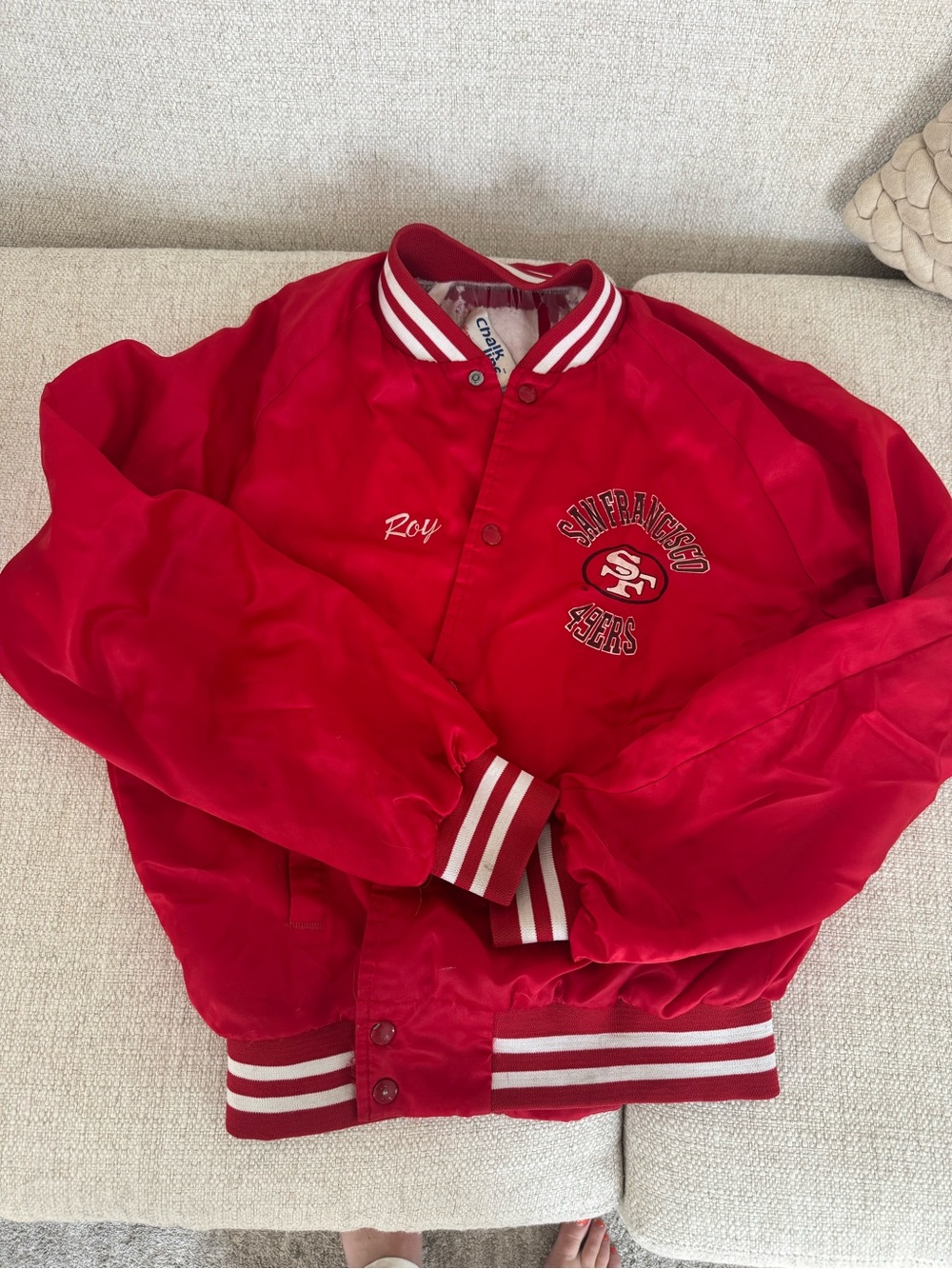 Vintage San Francisco 49ers Red Satin Bomber Jacket